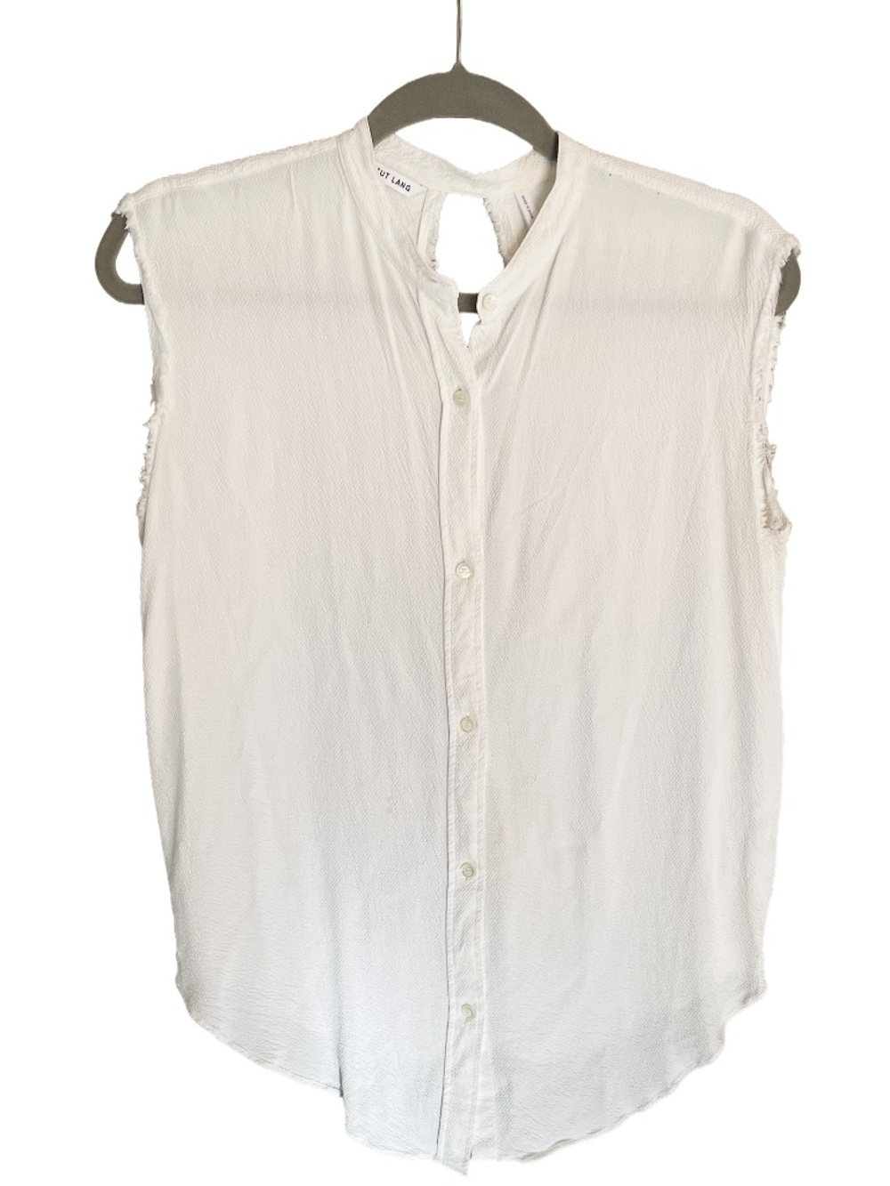 Helmut Lang White Gauze Sleeveless Top Backless Sz L